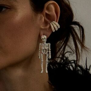 BaubleBar Bone-a-Fide Hottie Sparkling Skeleton Dangle Earrings Pair